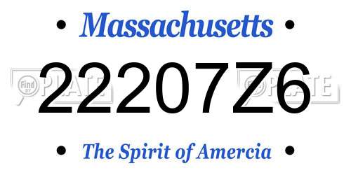 22207Z6 Massachusetts License Plate