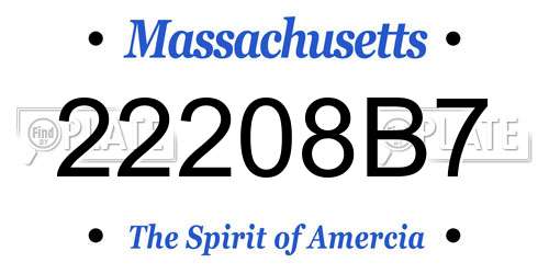 22208B7 Massachusetts License Plate