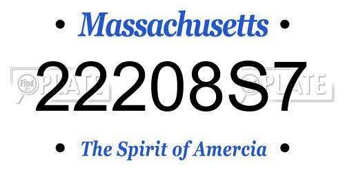 22208S7 Massachusetts License Plate