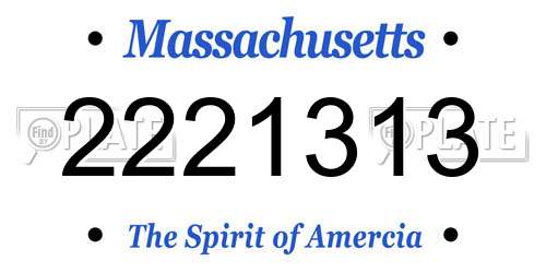 2221313 Massachusetts License Plate