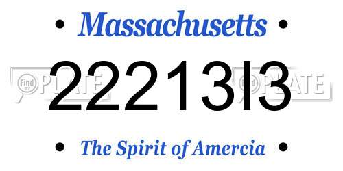 22213I3 Massachusetts License Plate