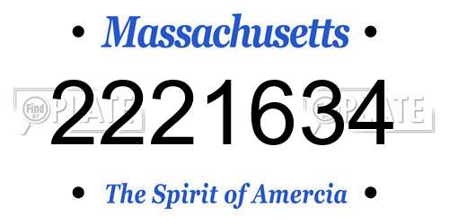 2221634 Massachusetts License Plate
