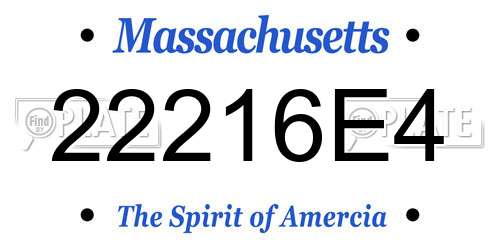 22216E4 Massachusetts License Plate
