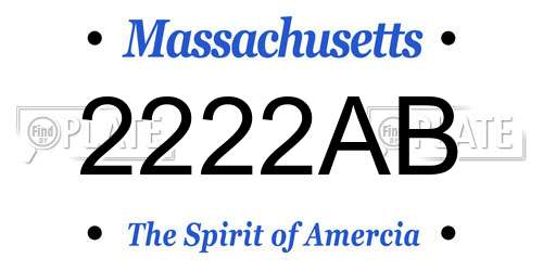 2222AB Massachusetts License Plate