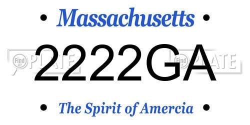 2222GA Massachusetts License Plate
