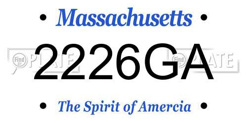 2226GA Massachusetts License Plate