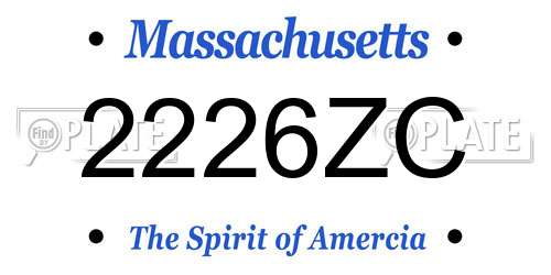 2226ZC Massachusetts License Plate