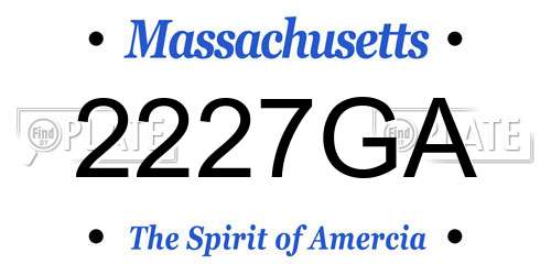 2227GA Massachusetts License Plate