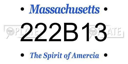 222B13 Massachusetts License Plate