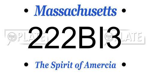 222BI3 Massachusetts License Plate