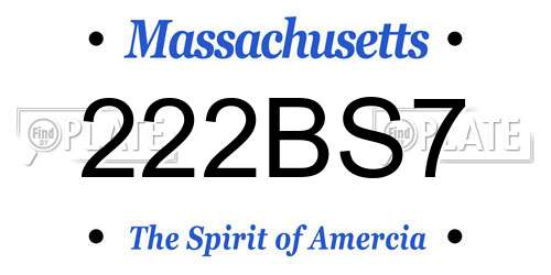 222BS7 Massachusetts License Plate