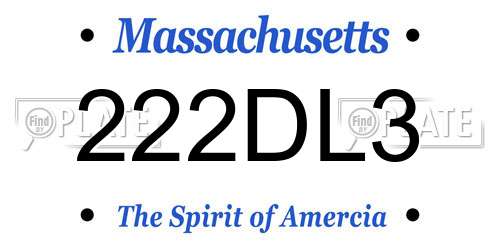 222DL3 Massachusetts License Plate