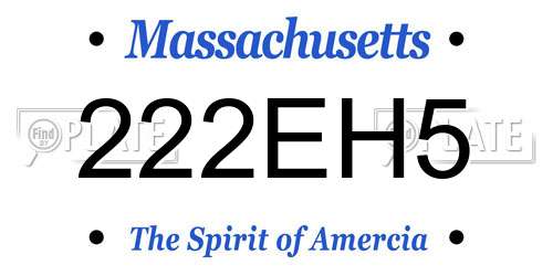 222EH5 Massachusetts License Plate