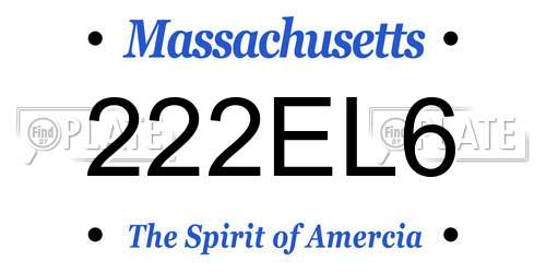 222EL6 Massachusetts License Plate