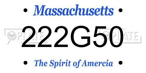 222G50 Massachusetts License Plate