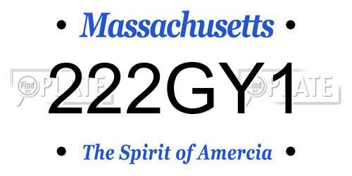 222GY1 Massachusetts License Plate