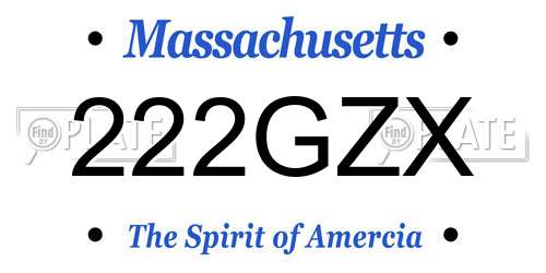 222GZX Massachusetts License Plate