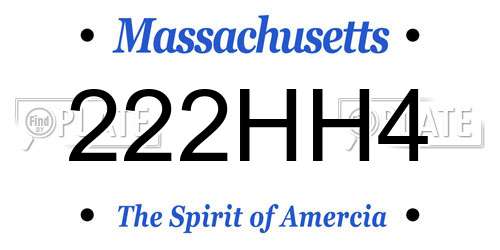 222HH4 Massachusetts License Plate