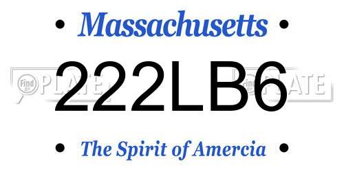 222LB6 Massachusetts License Plate
