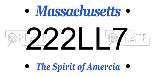 222LL7 Massachusetts License Plate