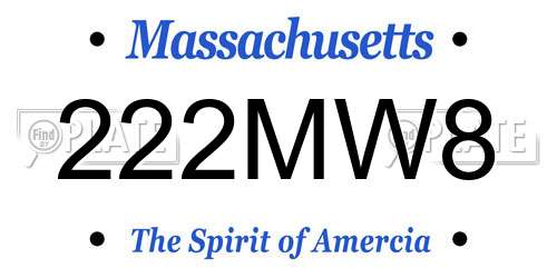 222MW8 Massachusetts License Plate
