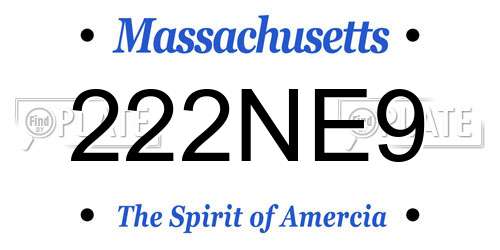 222NE9 Massachusetts License Plate