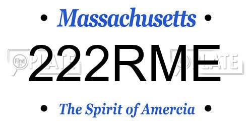 222RME Massachusetts License Plate