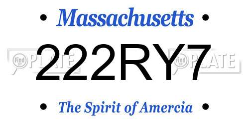 222RY7 Massachusetts License Plate