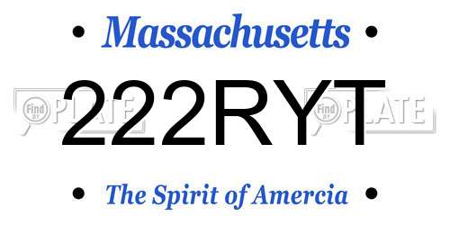 222RYT Massachusetts License Plate