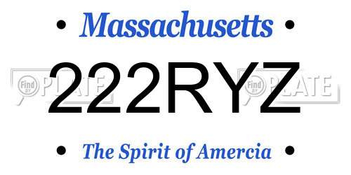 222RYZ Massachusetts License Plate