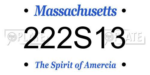 222S13 Massachusetts License Plate