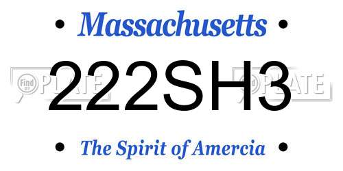 222SH3 Massachusetts License Plate