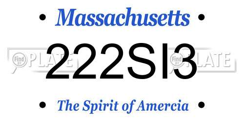 222SI3 Massachusetts License Plate
