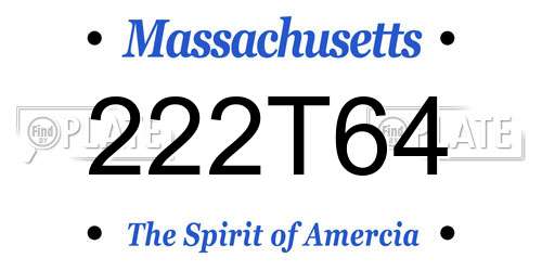 222T64 Massachusetts License Plate