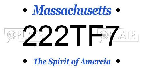 222TF7 Massachusetts License Plate
