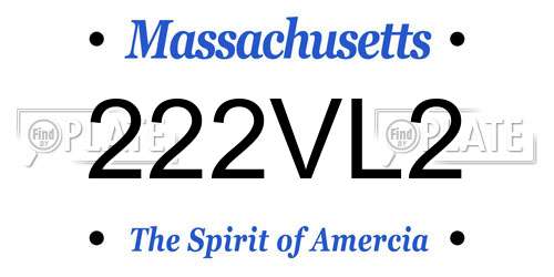 222VL2 Massachusetts License Plate