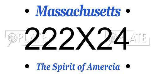 222X24 Massachusetts License Plate