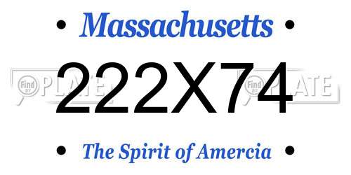 222X74 Massachusetts License Plate