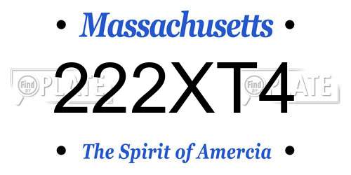 222XT4 Massachusetts License Plate