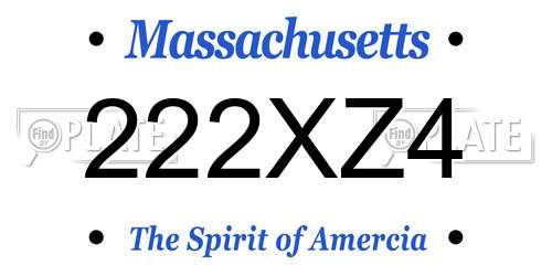 222XZ4 Massachusetts License Plate