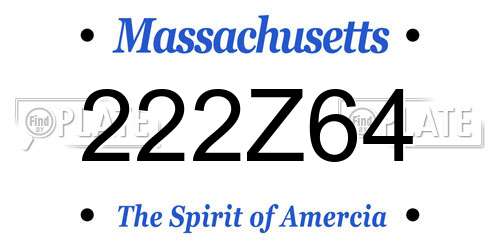 222Z64 Massachusetts License Plate