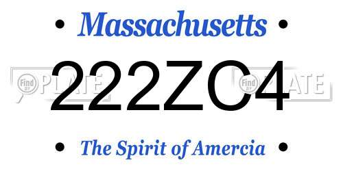222ZC4 Massachusetts License Plate