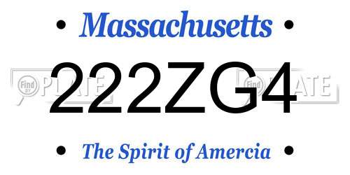 222ZG4 Massachusetts License Plate