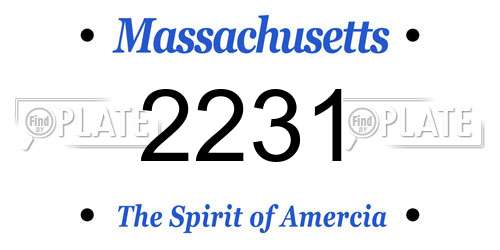 2231 Massachusetts License Plate
