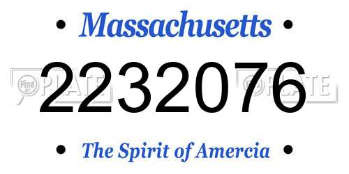 2232076 Massachusetts License Plate