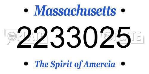 2233025 Massachusetts License Plate