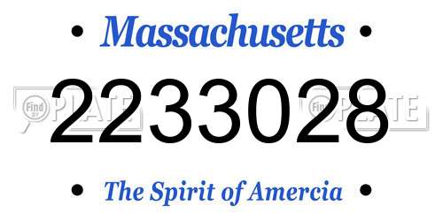 2233028 Massachusetts License Plate