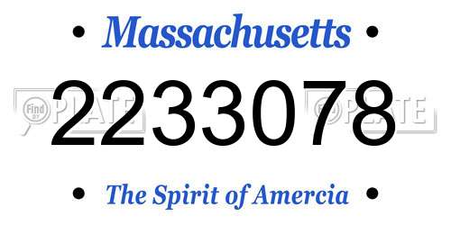 2233078 Massachusetts License Plate