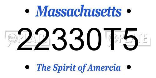 22330T5 Massachusetts License Plate