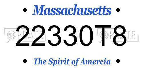 22330T8 Massachusetts License Plate